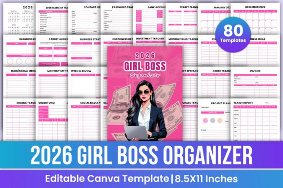 2026 Girl Boss Organizer Bundle Canva