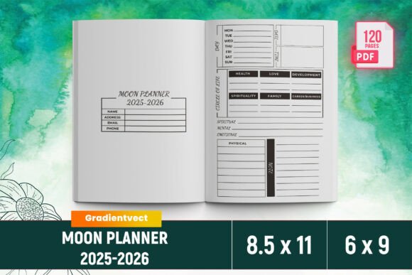 KDP Moon Planner 2025-2026 Canva