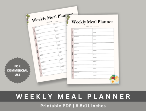 Weekly Meal Planner KDP